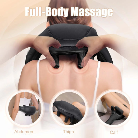 2025 6D Battery Electric Cordless Neck and Back Massager with Heating Function High Quality Massage Product Gift
