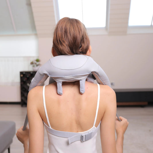 2025 6D Battery Electric Cordless Neck and Back Massager with Heating Function High Quality Massage Product Gift